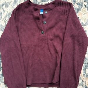 Old Navy Cropped Waffle Knit Henley